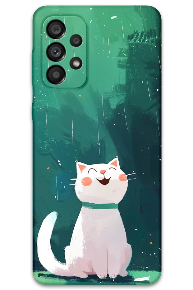 Galaxy A72 Compatible Cat Pattern Phone Case + Screen Protector - 5781