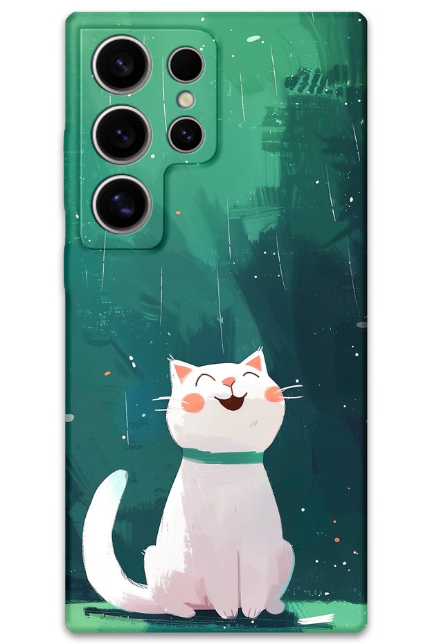 Galaxy S23 Ultra Compatible Cat Pattern Phone Case + Screen Protector - 5781