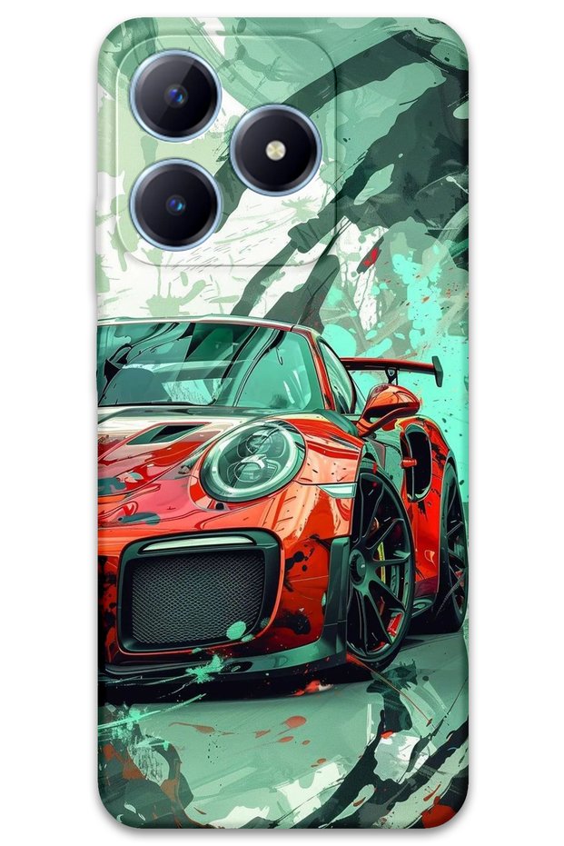 Realme C53 Compatible Car Pattern Phone Case + Screen Protector - 5765