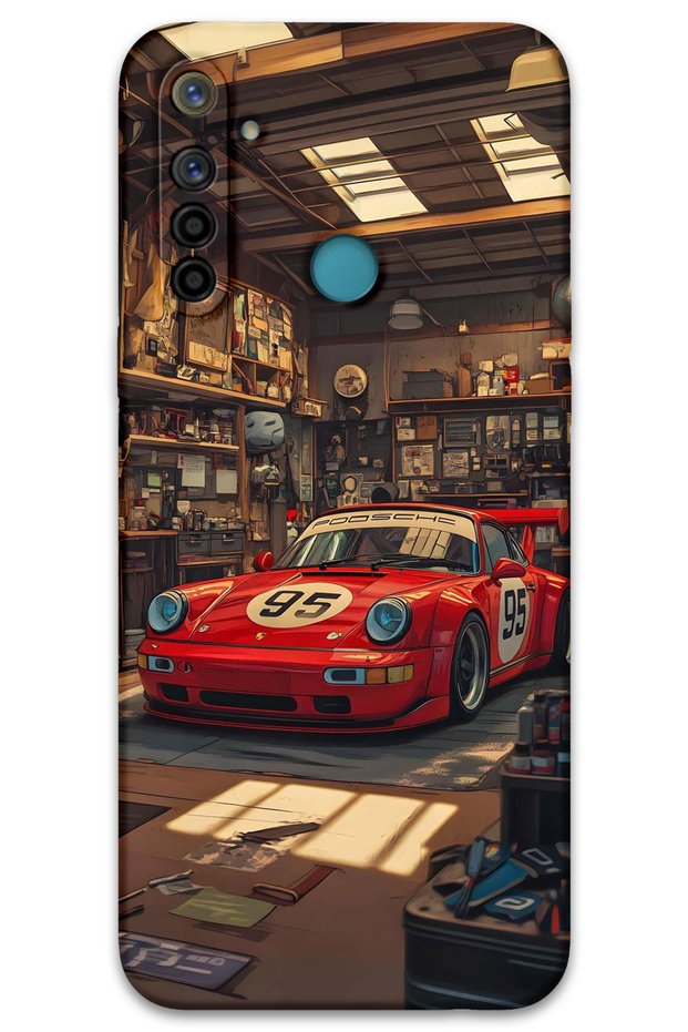 Realme 5I Compatible Car Pattern Phone Case + Screen Protector - 5759