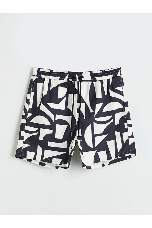 LCW SWIMWEAR Siyah Kısa Boy Desenli Erkek Deniz Şortu - 4