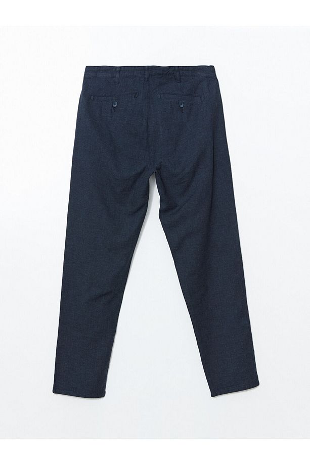 Regular Kalıp Keten Karışımlı Kumaş Şık Erkek Pantolon - 7