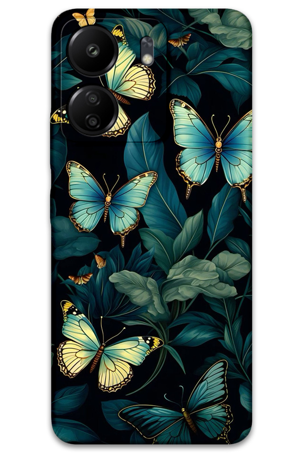 Xiaomi Redmi 13C Compatible Butterfly Pattern Phone Case + Screen Protector - 5791