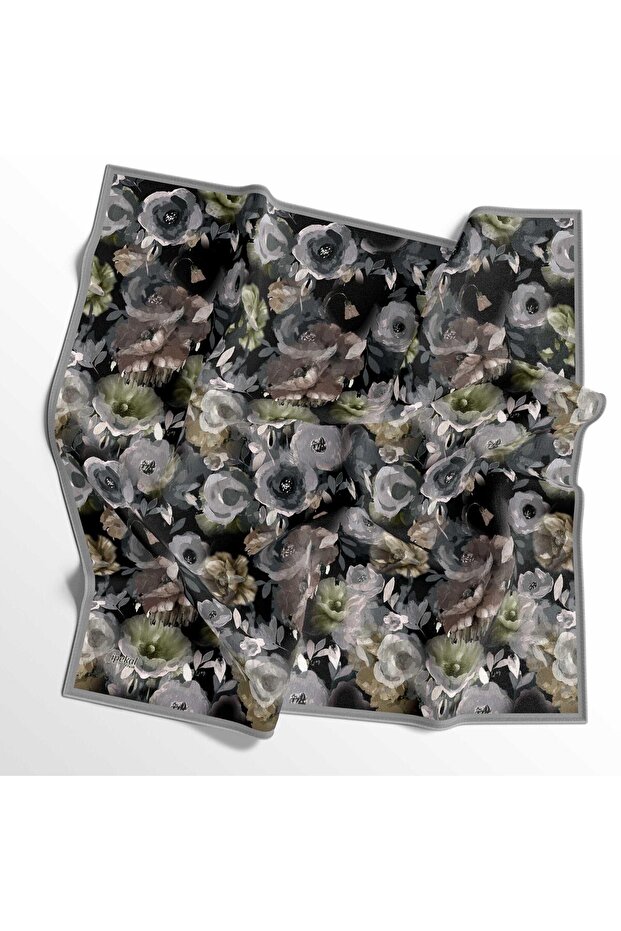 Soft Cotton Scarf - 05400 -1319 90 X 90 Gray - Green - 16