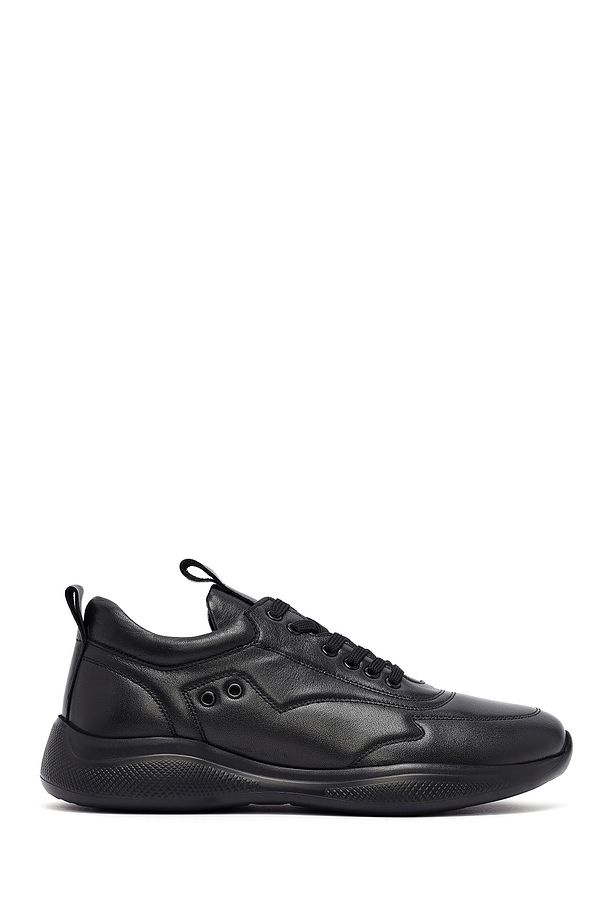 Erkek Siyah Bağcıklı Deri Sneaker 25SFD642318 - 1