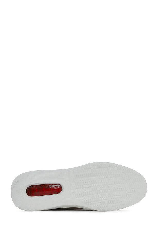 Erkek Vizon Bağcıklı Kalın Tabanlı Deri Sneaker 25SFD700214 - 4