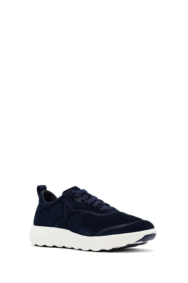 Erkek Lacivert Kalın Tabanlı Bağcıklı Süet Deri Sneaker U46LFA00022C4064 - 6