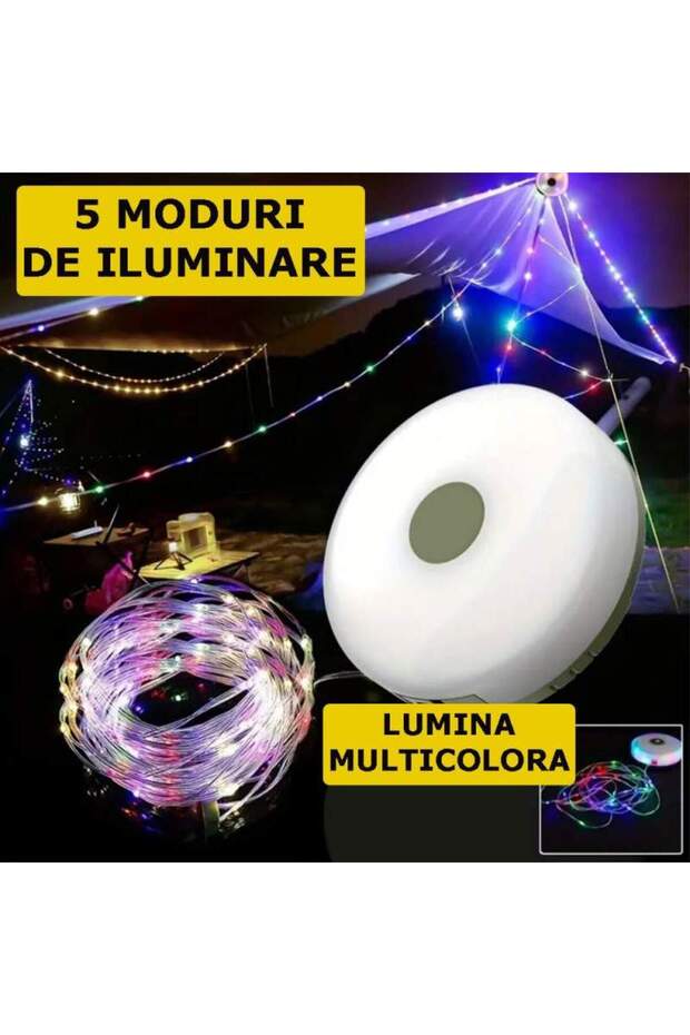 Camping Light String, With Flashlight and External Battery Function, 20 m, 5 Lighting Modes - 4