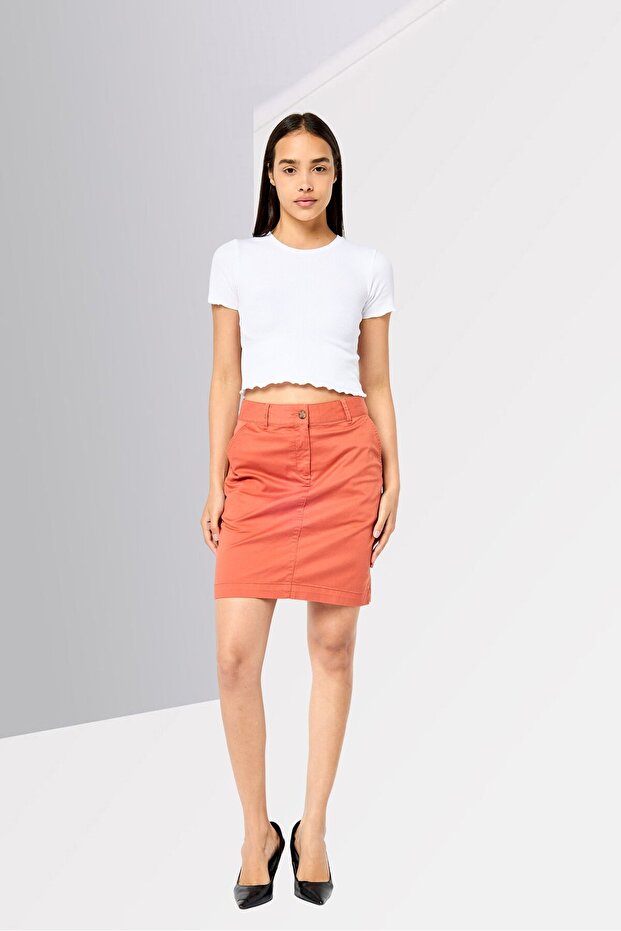 Women Solid Mini Skirt, Rust - 4