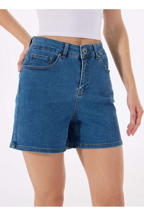 Limon Normal Bel Relaxed Lacivert Kadın Denim Şort L5SL-SRT9047 - 4