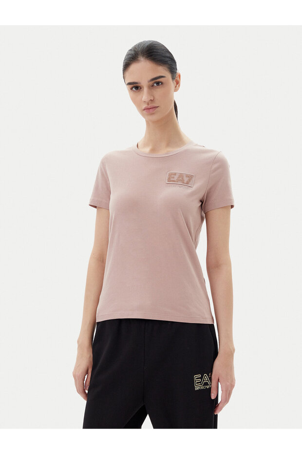 Women's Round Neck Regular Cut Cotton Short Sleeve Pink T-Shirt