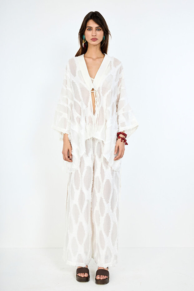White Jacquard Trousers