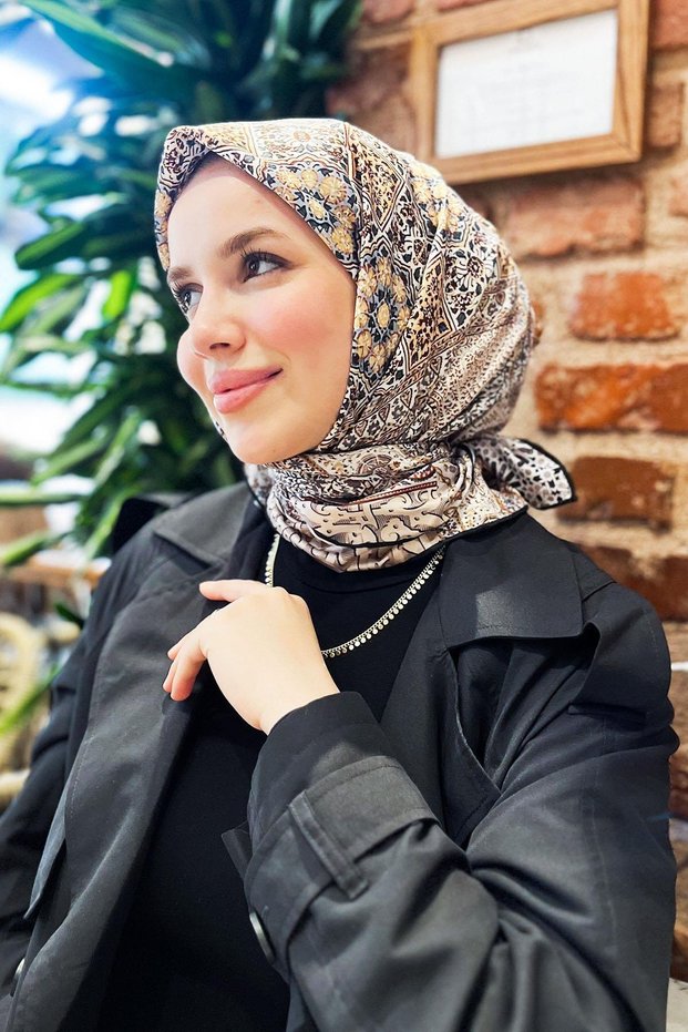 وشاح رياضي من نسيج قطني طويل - 8330P-04 - نمط شال عرقي