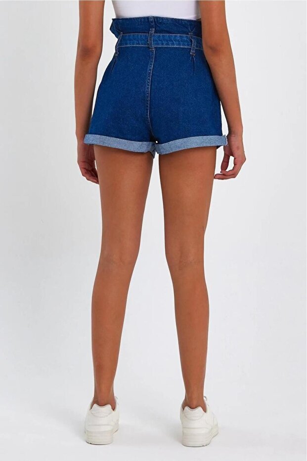 Özel Koleksiyon Bağlamalı Denim Şort (4013K) - 4