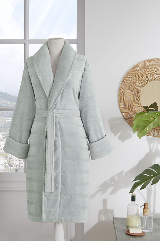 Sadem Organic Stripe Shawl Collar Bathrobe