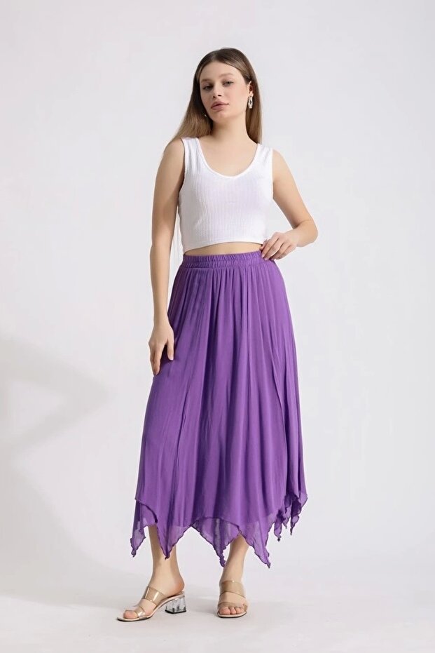 Üçgen uçlu etek-mor - 1