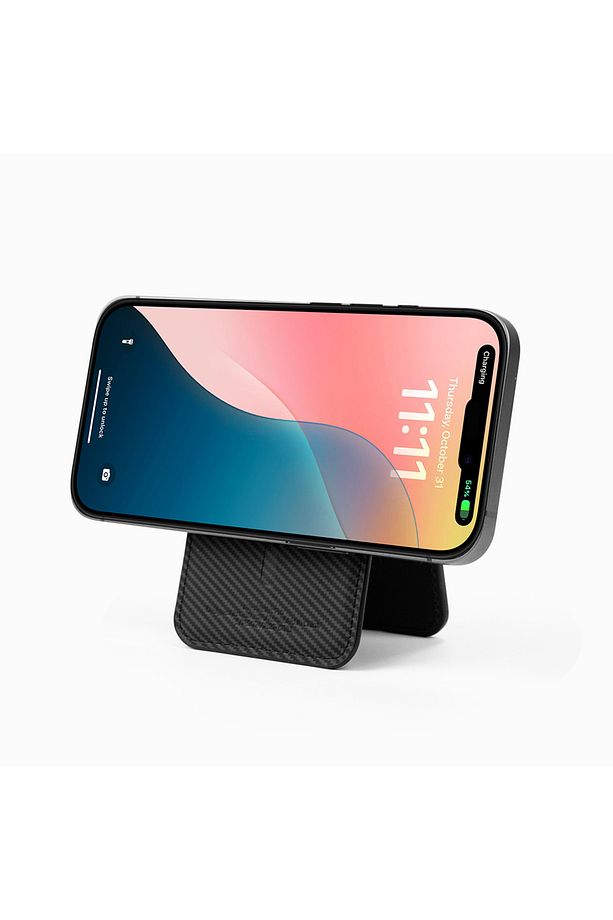 Standlı Magnetik Kartlık Wiwu MW-003 Mag Wallet Siyah Karbon Tasarım - 4
