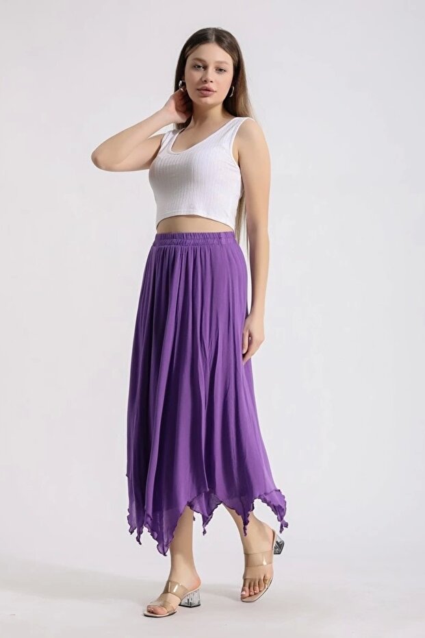 Üçgen uçlu etek-mor - 4