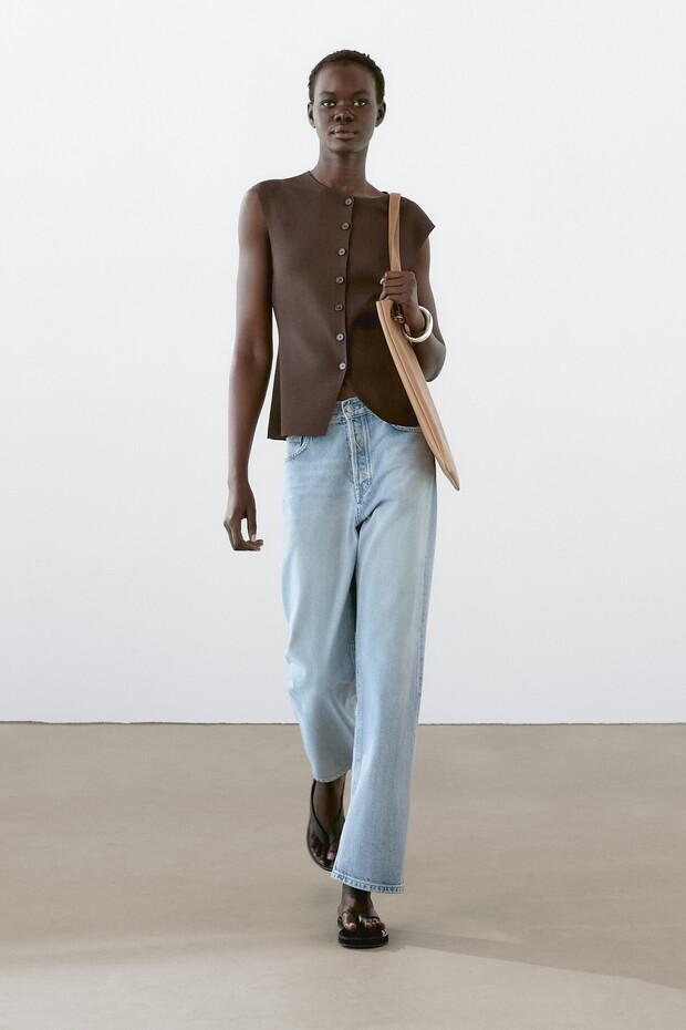 Düğmeli özel dikim triko yelek - 1