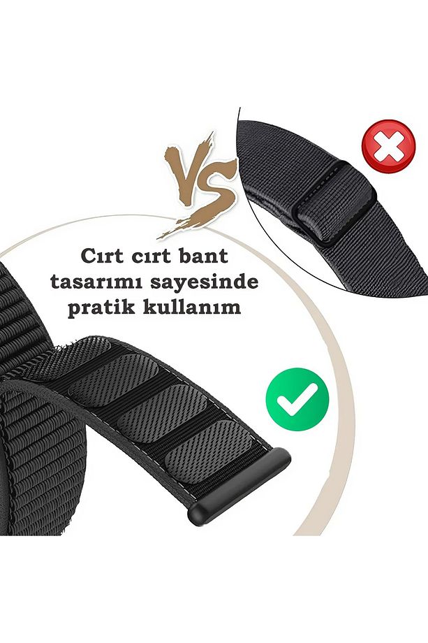 Huawei Band 8 / 9 / 10 Uyumlu Hasır Örgü İnce Kumaş Cırtlı Kordon Bileklik - 6