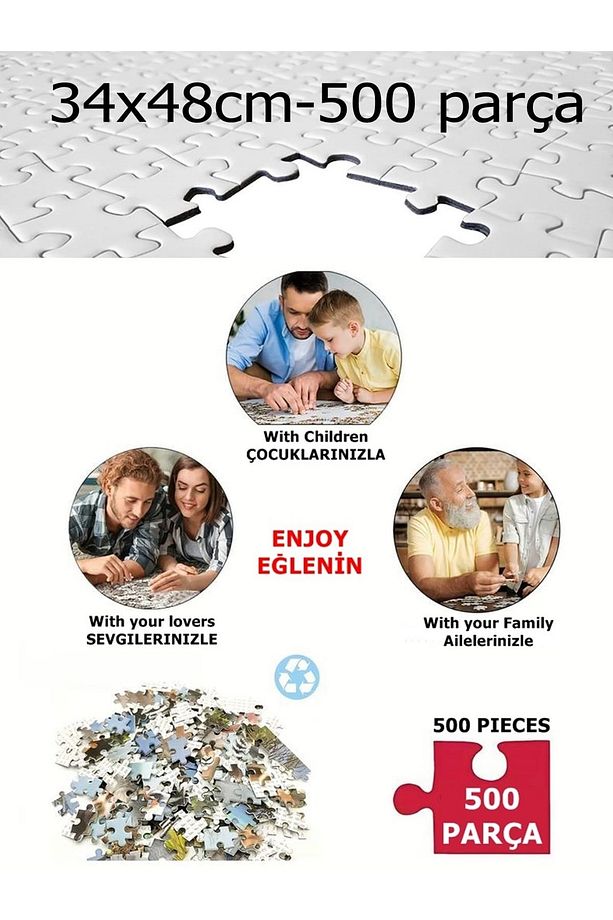Yavru aslan ve yetişkin yansıması 500 Parça Puzzle Yapboz Çocuklar için Neşeli Hayvan Temalı - 6