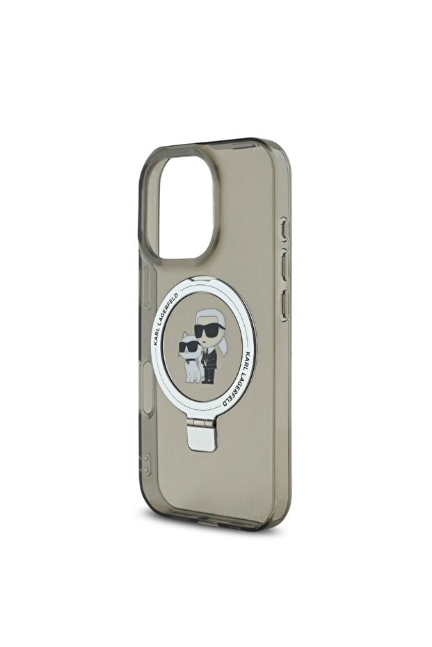 KARL LAGERFELD Practical and Stylish Case for iPhone 16 Pro Max - Dark Clear with Stand and Wireless Charging Support - 3