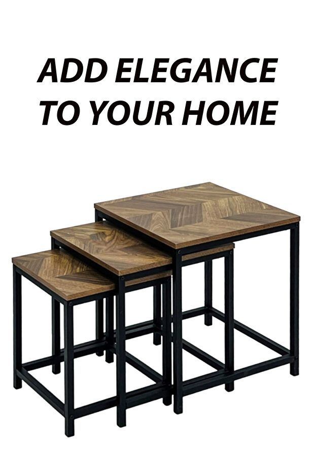 3 Pcs Square Nesting Coffee Tables Set Stackable Side Tea Accent Tables End Table Bedside Home Desk - 4