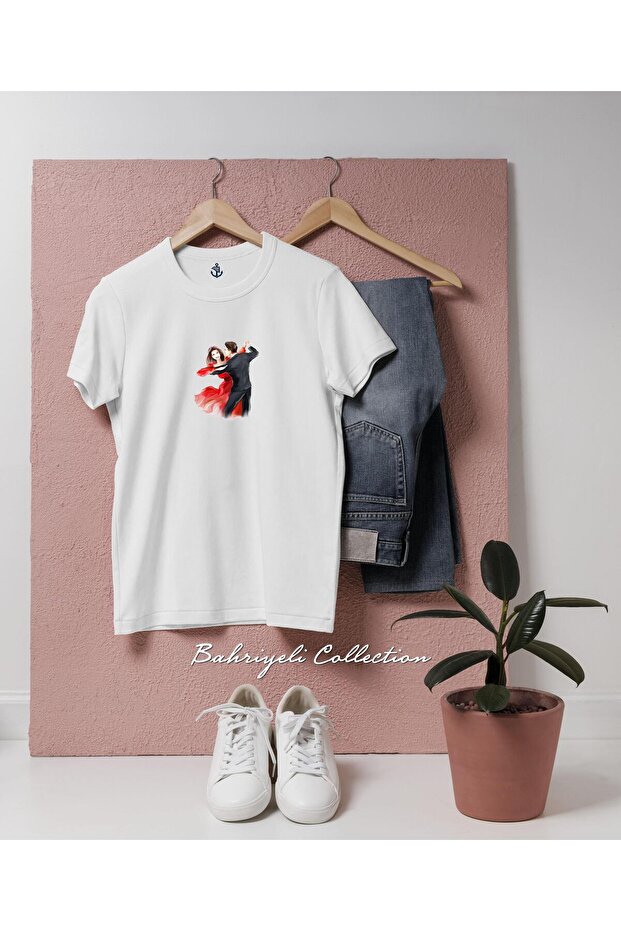 تي شيرت للجنسين بتصميم رسم رقص السالسا كبير الحجم