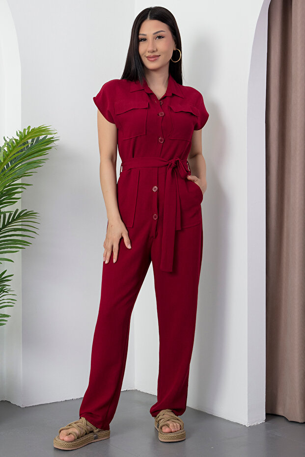Cepli Kemerli Düğmeli Tulum 950-2980 - 5