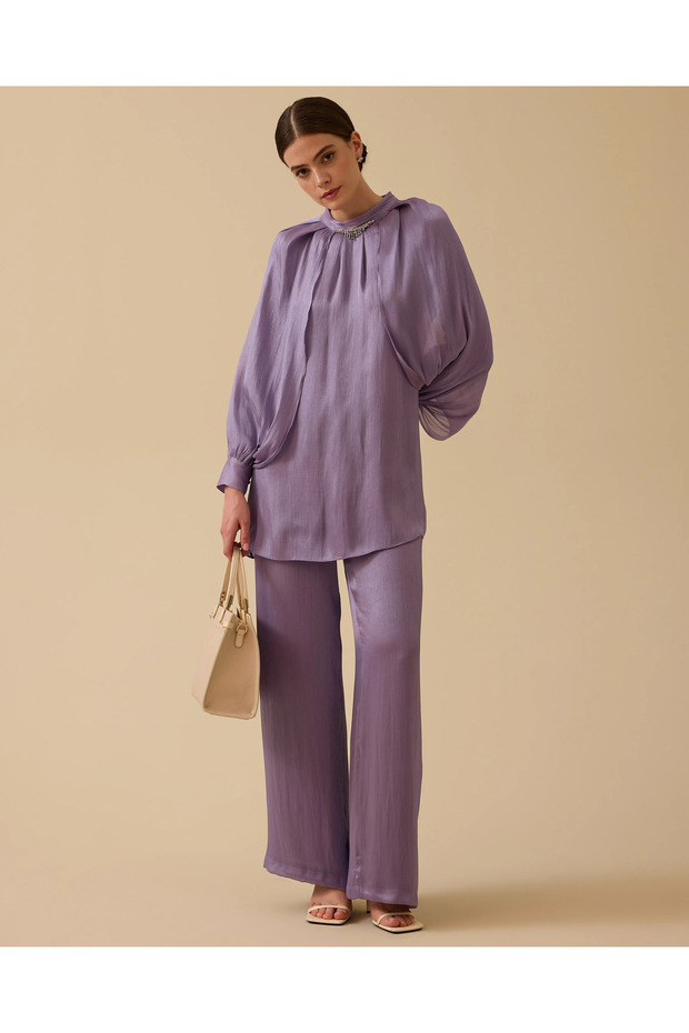 Elastik Bel Dökümlü Pantolon - 1