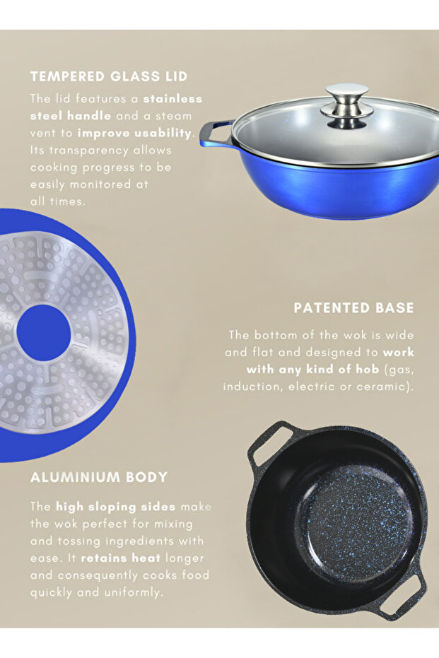 10-PCS Granite Non-stick Cookware Set,Scald-proof Handle,Suitable for multiple people(BLUE) - 6