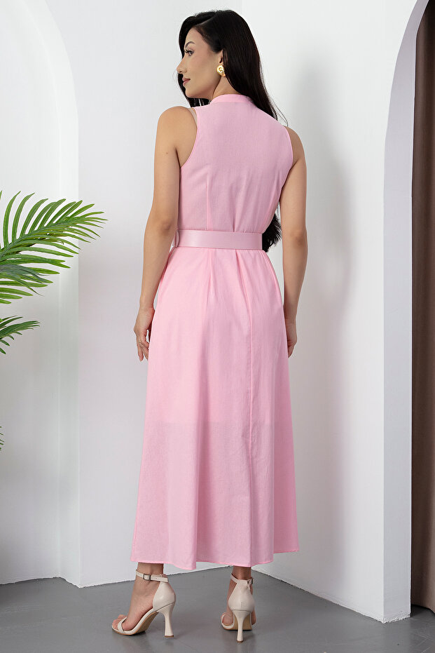 Rochie de damă cu curea din piele cu nasturi GRS3747 - 7