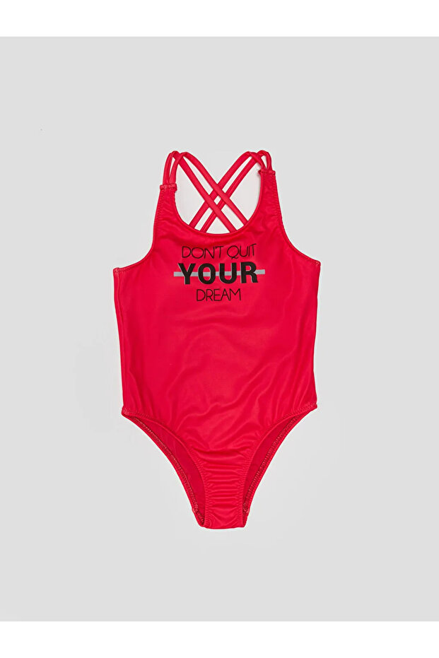 Lcw Eco Fuchsia Printed Girl's Swimsuit