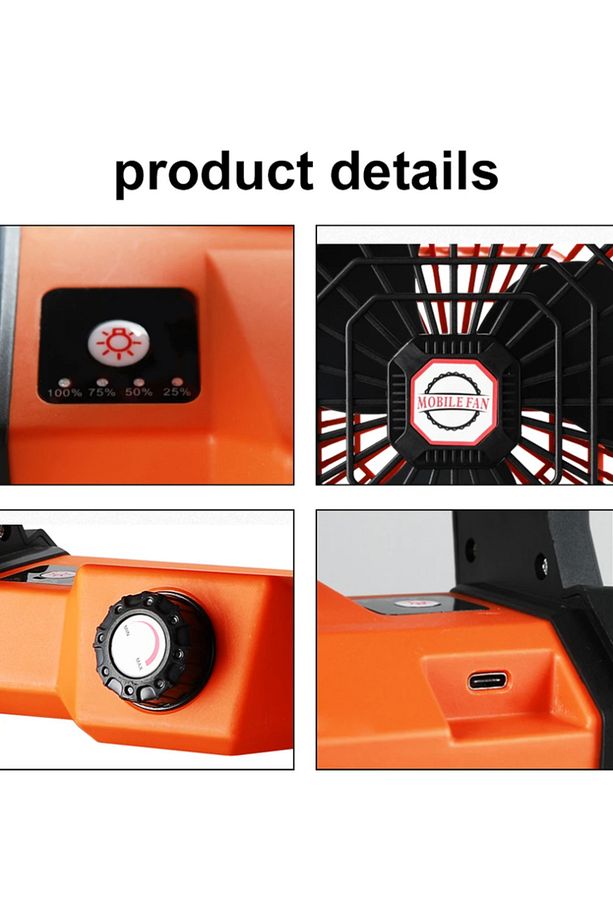 LED Işıklı Kamp Fanı, 7800MAH Taşınabilir Şarj Edilebilir FAN - 2