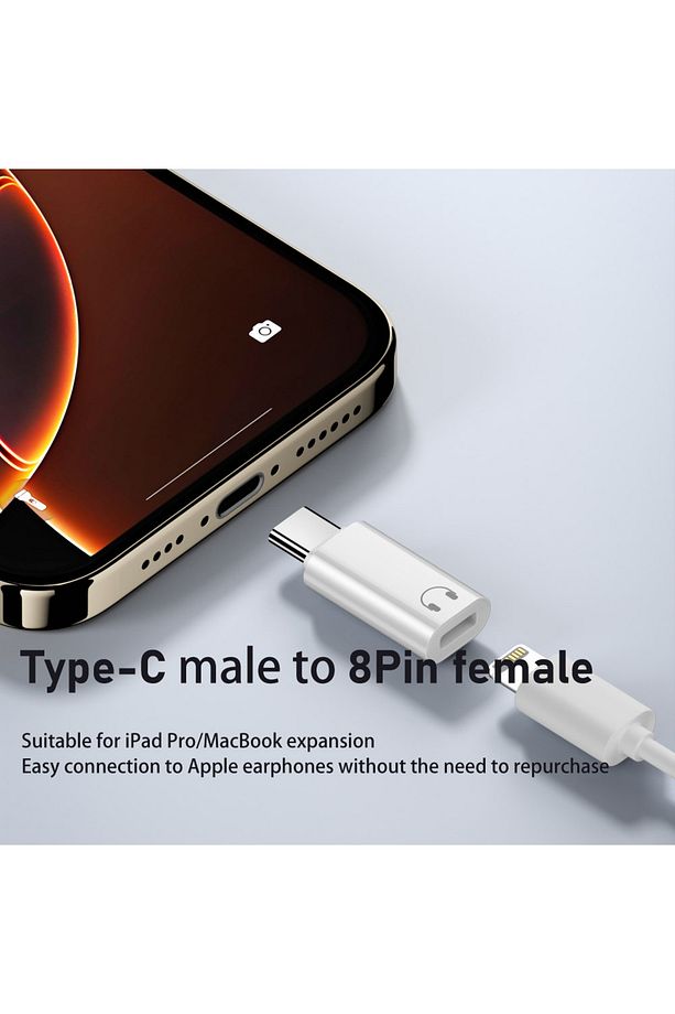 USB-C - 8Pin (Lightning) Kulaklık Adaptörü | Hi-Fi Ses Kalitesi | Mikrofon ve Kumanda Destekli - 2