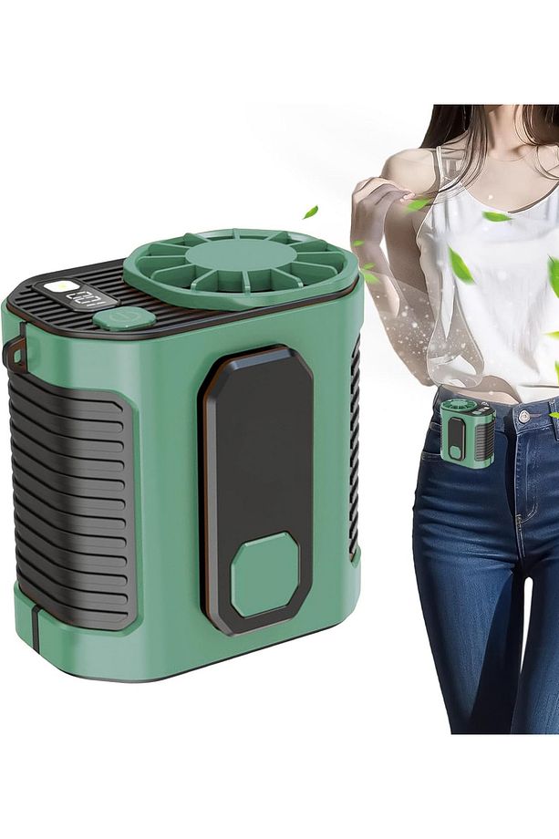 Şarjlı Ayarlanabilir Hız Kamp Ve Asmalı Işıklı TYPE-C Girişli Powerbank Vantilatör Fan Yeşil M336 - 6