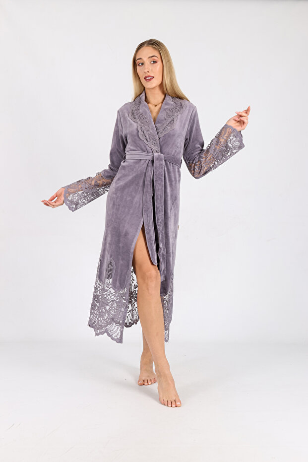 Lace Niki Velvet Bamboo Cotton Robe