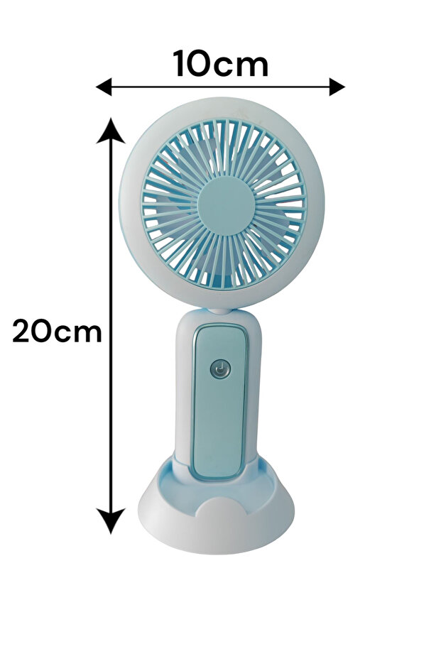 Şarjlı masaüstü, el tipi 3 kademeli led ışıklı mini fan vantilatör - 3