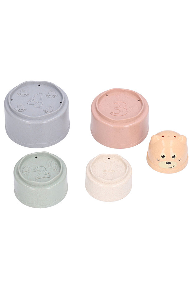 Educational and Interactive Set, Stacking Tower, Teddy Bear, 5 Pieces - 8