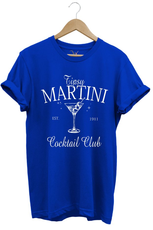 Tipsy Martini Cocktail Club Design Printed Old Money Y2K 100% Cotton Regular Fit Premium T-Shirt
