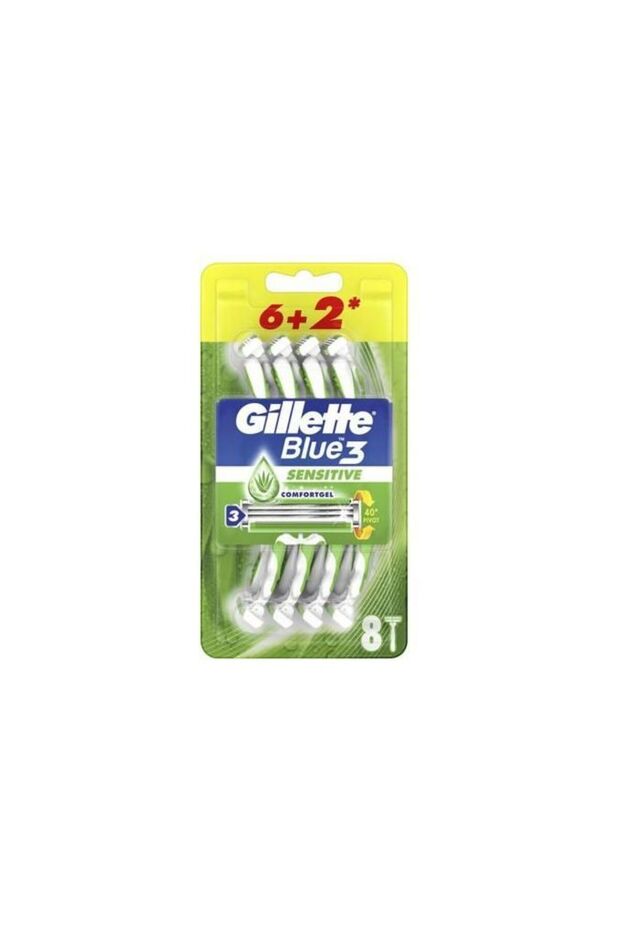 Set of 8 Gillette Blue3 Sensitive disposable razors