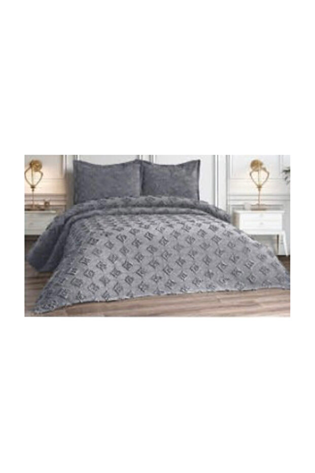 Pompom Bedspread Set Gray - 2