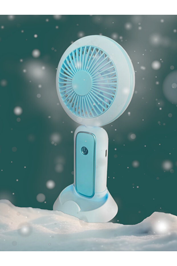 Şarjlı masaüstü, el tipi 3 kademeli led ışıklı mini fan vantilatör - 1