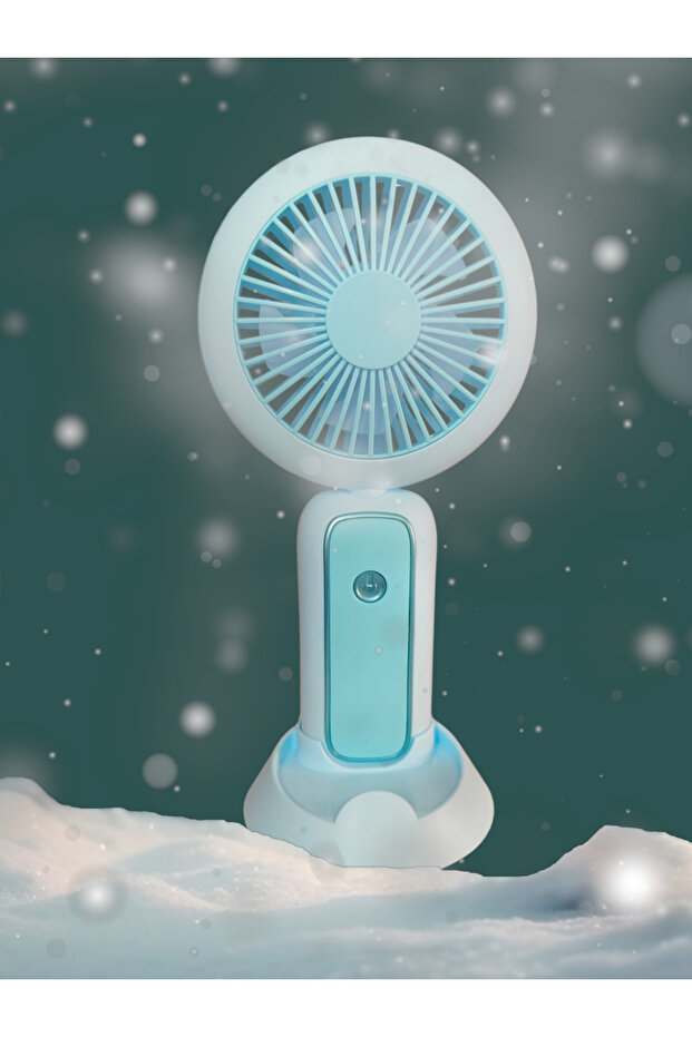 Şarjlı masaüstü, el tipi 3 kademeli led ışıklı mini fan vantilatör - 2