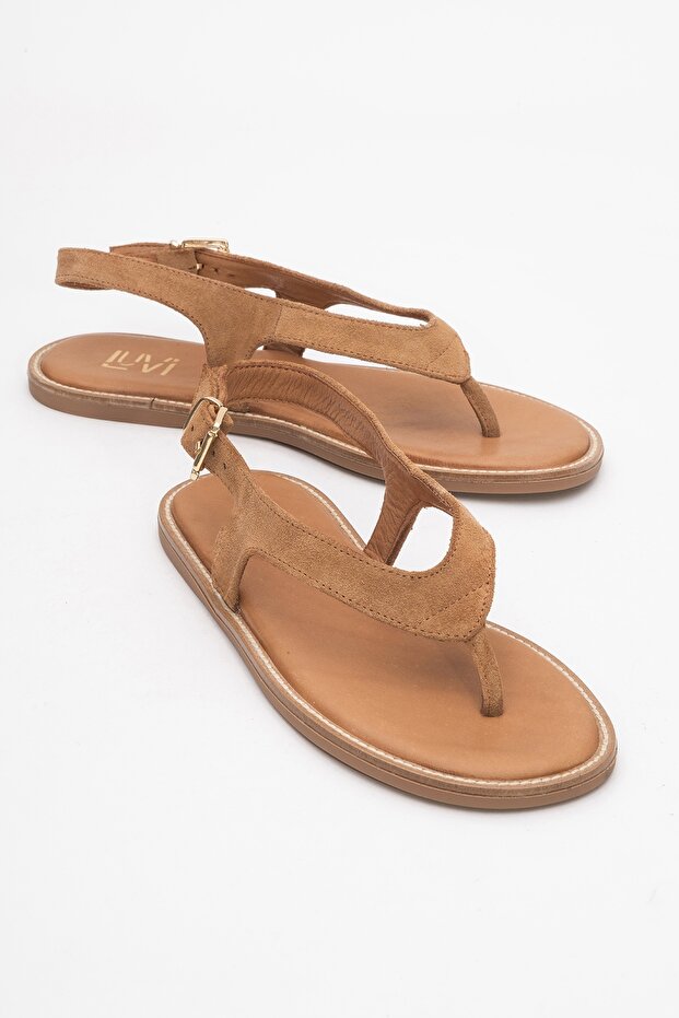 Belinda Earth Suede Genuine Leather Women's Flip Flops Sandals