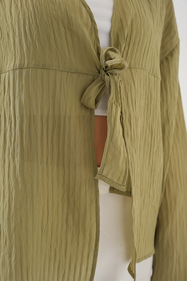 Kadın Önü Bağcıklı Bluz 952 - Çağla - 5