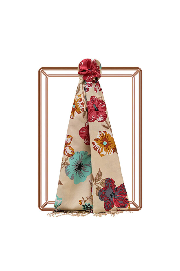 Cream İpekevi Silk Shawl 6107