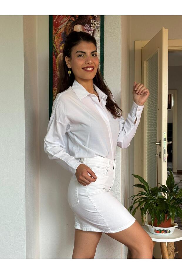 Likralı Esnek Düz Basic Etek - 2