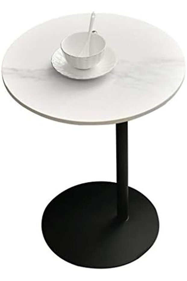 Side Tables, Round Side Tables, Coffee Table, Metal Small Sofa Table with Metal Base, Bedside Table, - 1