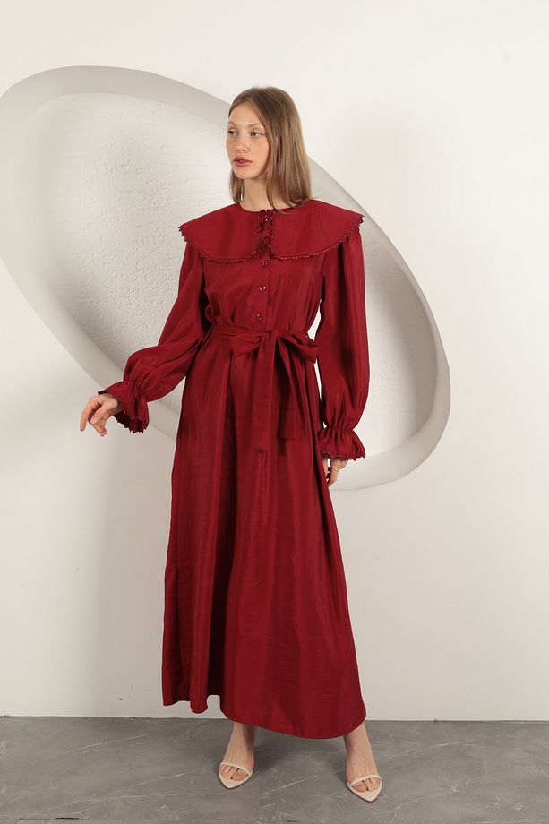 Modal Kumaş Dantelli Elbise - 2